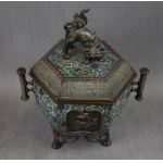 Qilin ladle, Japan, 19th century bronze, champleve enamel;