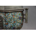 Qilin ladle, Japan, 19th century bronze, champleve enamel;