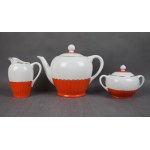Tea and white coffee service Cieszyn, Ćmielów, 1930s. Art Deco