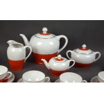 Tea and white coffee service Cieszyn, Ćmielów, 1930s. Art Deco