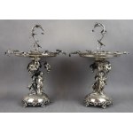 Pair of fruit platters with Cupids, Silver, 19th century, Germany, weight: 2280 g.