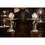 Pair of fruit platters with Cupids, Silver, 19th century, Germany, weight: 2280 g.