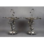 Pair of fruit platters with Cupids, Silver, 19th century, Germany, weight: 2280 g.
