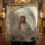 Icon of Christ the Pantocrator, Silver, Russia, 1873, Khlebnikov Shop, Moscow con. XIX c.