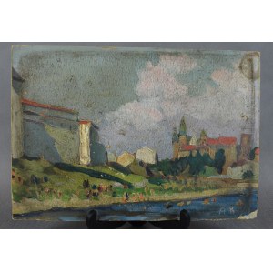 AN, Bathing in the Vistula River against the backdrop of the Wawel Castle in Cracow, ref. A.K. 1930s.