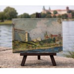 AN, "Bathing in the Vistula River against the backdrop of the Wawel Castle in Cracow," ref. A.K. 1930s.