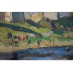 AN, Bathing in the Vistula River against the backdrop of the Wawel Castle in Cracow, ref. A.K. 1930s.