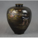 Vase with Torii gate motif, bronze, Japan, Meiji, circa 1900.