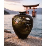 Vase with Torii gate motif, bronze, Japan, Meiji, circa 1900.