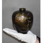 Vase with Torii gate motif, bronze, Japan, Meiji, circa 1900.
