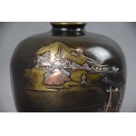 Vase with Torii gate motif, bronze, Japan, Meiji, circa 1900.