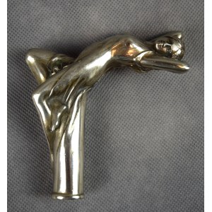 Spazierstockgriff mit liegender Frau, Jugendstil, um 1900.