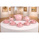Coffee service "Kula", Ćmielów, 1930s. pink porcelain, Art Deco