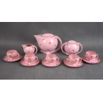 Coffee service Kula, Ćmielów, 1930s. pink porcelain, Art Deco