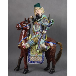 Large figure of Guan Yu, porcelain, China, 19th/20th century.