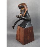 Sculpture Figure in the style of Ernst Ludwig Kirchner, 1925, German Expressionism, Signed RK.