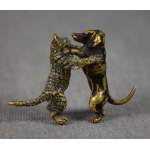 Viennese bronze, "Dog and Cat," polychrome bronze, circa 1900.