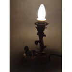 Lampka z naga kobietą, brąz srebrzony, kon. XIX w.