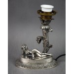Lamp with naked woman, silver-plated bronze, con. 19th c.