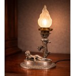 Lamp with naked woman, silver-plated bronze, con. 19th c.
