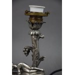 Lampka z naga kobietą, brąz srebrzony, kon. XIX w.