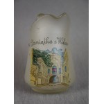 Glass creamer "Souvenir from Vilnius", 1920s. L. Zebłocki and co.