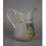 Glass creamer Souvenir from Vilnius, 1920s. L. Zebłocki and co.