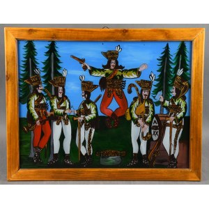 Janina CZECH-KAPŁAN (1916-2005), Robbers, painting on glass, Zakopane