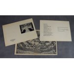 Jozef GIELNIAK (1932-1972), Graphic "Improvisation for Grazynka", linocut + 2 invitations to an exhibition in Warsaw from the 1970s.