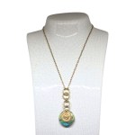 Gold-plated vintage necklace with Roman-style medallion on colored glass