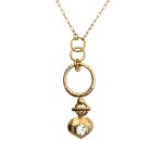 Gold-plated vintage heart-shaped necklace with decorative white zirconia