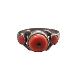 Silver vintage ring with coral