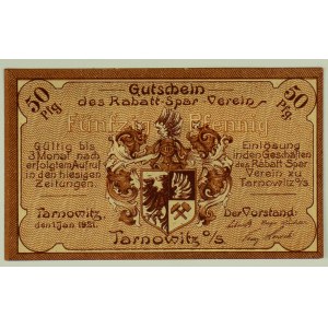 NOTGELD - Tarnowitz. Tarnowskie Góry - Banknot zastępczy 50 Pfennige - 1921