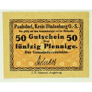 NOTGELD - Paulsdorf. Paulsdorf - Replacement banknote 50 Pfennige - ca 1920