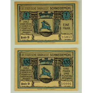 NOTGELD - Schneidemühl. Saw - Set of replacement banknotes - 1893