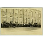 PHOTOGRAPHY - Kowel Scout Troop in front of the gymnasium building - Kowel May 3, 1925 [banners, bicycles, scout, Borderlands, very rare].