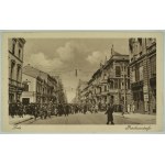 Postcard - Lodz. Piotrkowska Street - 1917 [ads, translation].