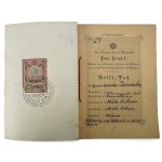 Austrian passport for a Pole - 1908 [stamps, seal].