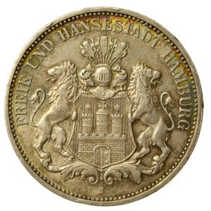 Nemecko, Hamburg, 3 marky 1909 (180)