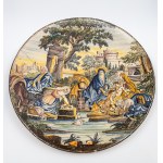 Majolica plate with biblical scene, Italy, 18th century.