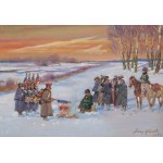 Jerzy KOSSAK (1886-1955), "Burning the Banners before Napoleon".