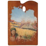 Karol ROGALSKI (1878 Kraków-?), "A Krakowian woman and a village landscape" (1899)