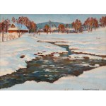 Mieczyslaw FILIPKIEWICZ (1891-1951), "Winter - landscape with a river".