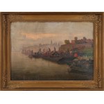 Ludwik LESZKO (1890-1957), "Krakow - sandmen on the Vistula | Rwący strumień" (1933) (double-sided work)