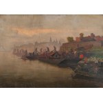Ludwik LESZKO (1890-1957), "Krakow - sandmen on the Vistula | Rwący strumień" (1933) (double-sided work)