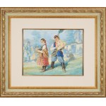 Zygmunt WIERCIAK (1881-1950), "At the Indulgence - Cracow courtship" (1930s).