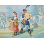 Zygmunt WIERCIAK (1881-1950), "At the Indulgence - Cracow courtship" (1930s).