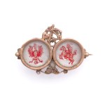 Patriotic brooch with the symbols Faith Hope Love and the coats of arms of Poland and Lithuania - eagle and chase