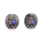 A pair of patriotic pins with a two-field coat of arms from the November Uprising period (established by the Uprising Government in 1831)