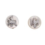 Pair of patriotic pins with eagle and chase